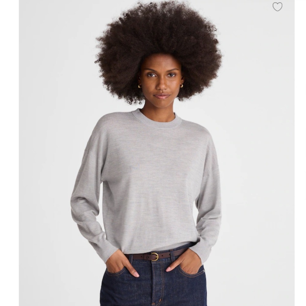Madewell Drop-Shoulder Sweater Merino Wool Light Heather Gray Womens Large NWT